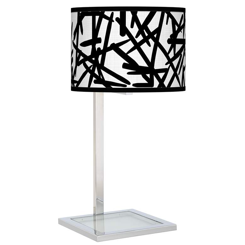 Image 1 Sketchy Glass Inset Table Lamp
