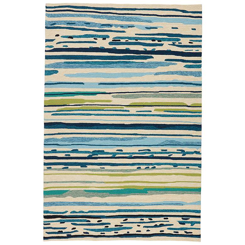 Image 2 Sketchy Lines CO19 5'x7'6" Blue and Green Abstract Area Rug
