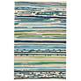 Sketchy Lines CO19 5&#39;x7&#39;6" Blue and Green Abstract Area Rug