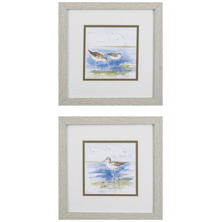 Image 1 Sketchy Shore Birds 11"W x 11"H Framed Art Set of 2