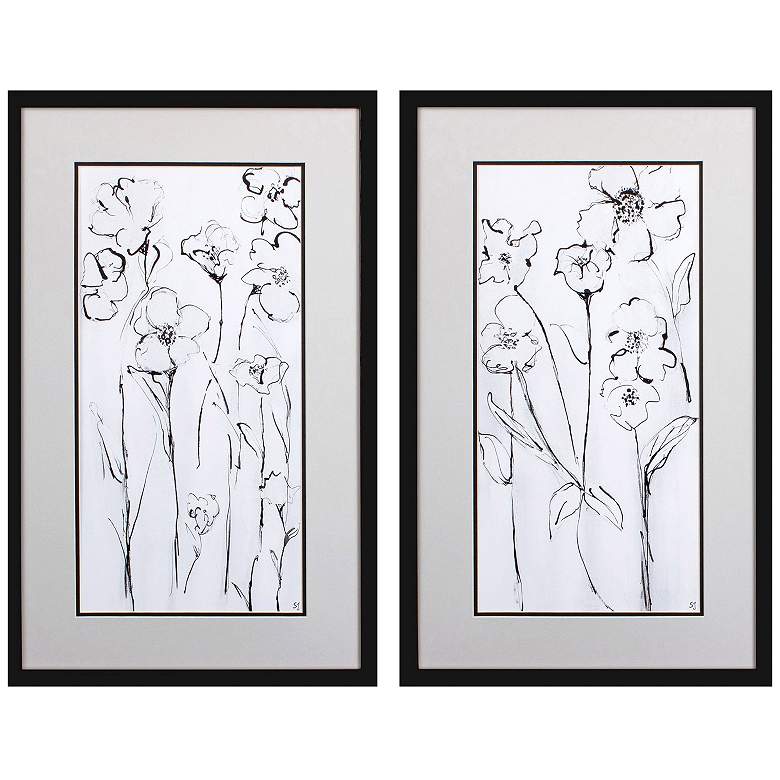 Image 1 Sketchy Wildflowers 20"W x 32"H Framed Art Set of 2