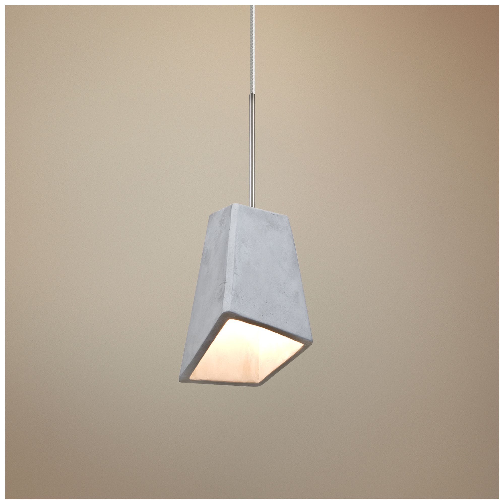 Thumbnail1 of Skip 4"W Satin Nickel Natural Concrete LED Mini Pendant - Made to Order