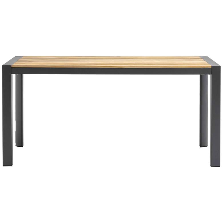 Image 2 Skog 63 inch Wide Teak Wood Aluminum Outdoor Dining Table