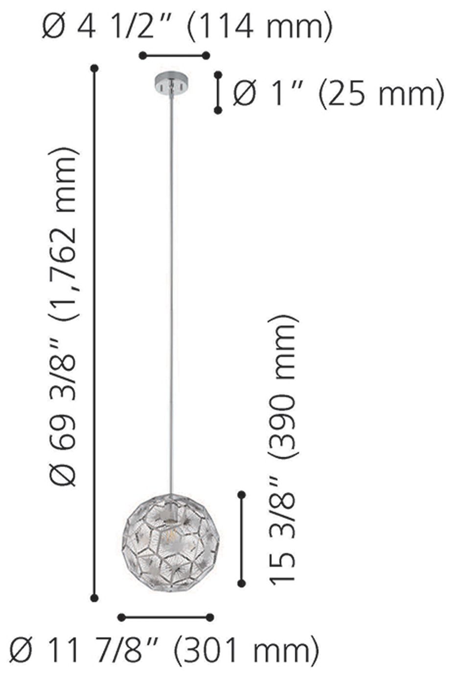 Image 4 Skoura Pendant -  Chrome Finish - Geometric Shaped Chrome Shade more views