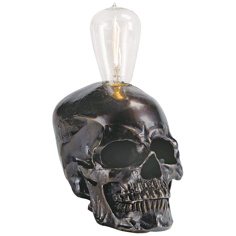 Image 1 Skull 6 1/4 inch High Bronze Accent Night Light Table Lamp