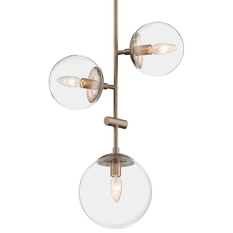 Image 2 Sky; 3 Light; Pendant Fixture; Burnished Brass Finish; Clear Glass