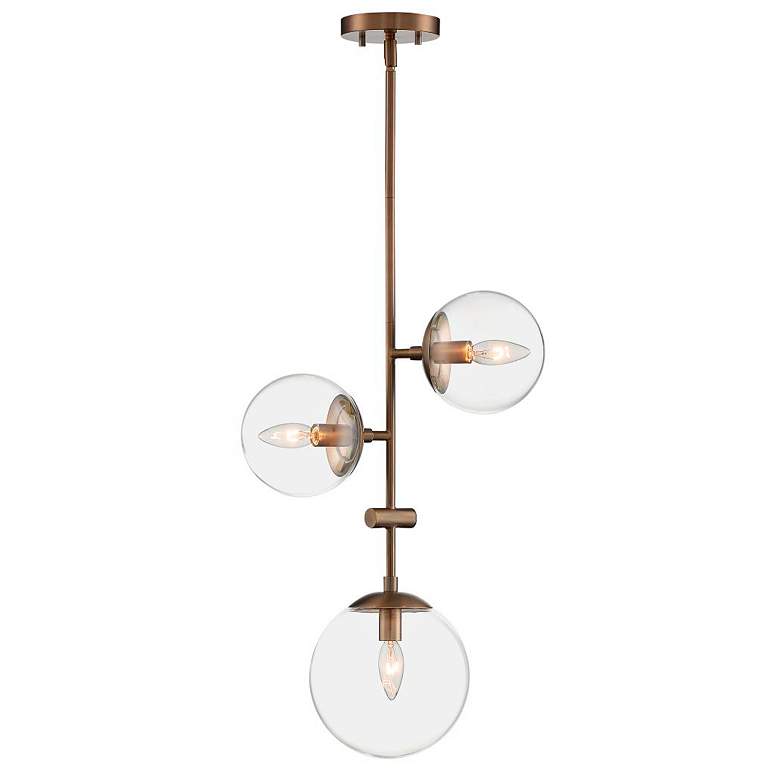 Image 4 Sky; 3 Light; Pendant Fixture; Burnished Brass Finish; Clear Glass more views