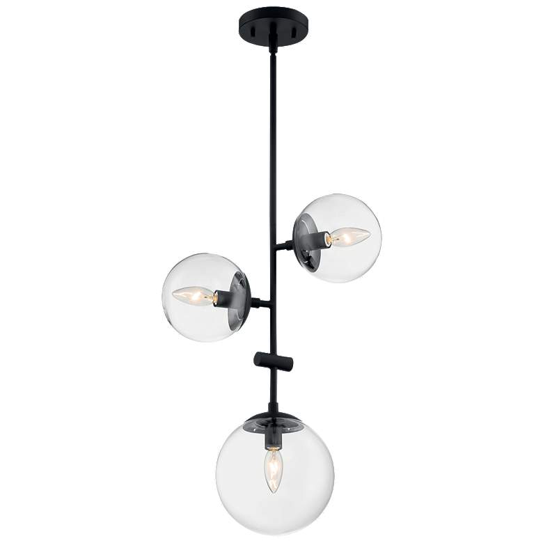 Image 1 Sky; 3 Light; Pendant Fixture; Matte Black Finish; Clear Glass