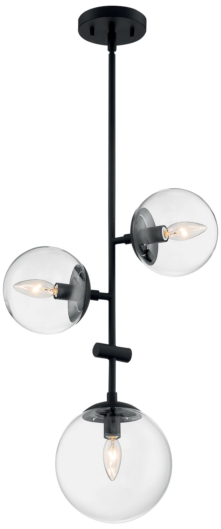 Image 2 Sky; 3 Light; Pendant Fixture; Matte Black Finish; Clear Glass more views