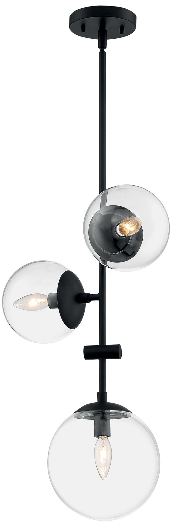 Image 3 Sky; 3 Light; Pendant Fixture; Matte Black Finish; Clear Glass more views