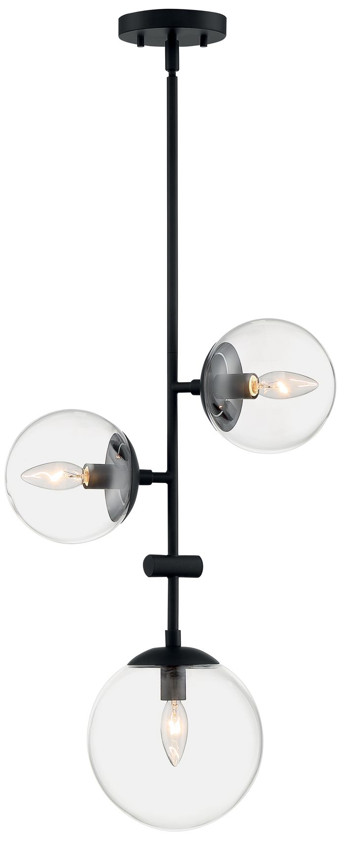Image 4 Sky; 3 Light; Pendant Fixture; Matte Black Finish; Clear Glass more views