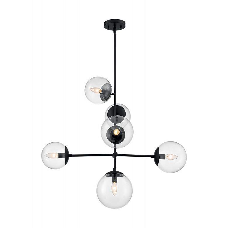 Image 2 Sky 31" Wide Matte Black 6-Light Chandelier more views