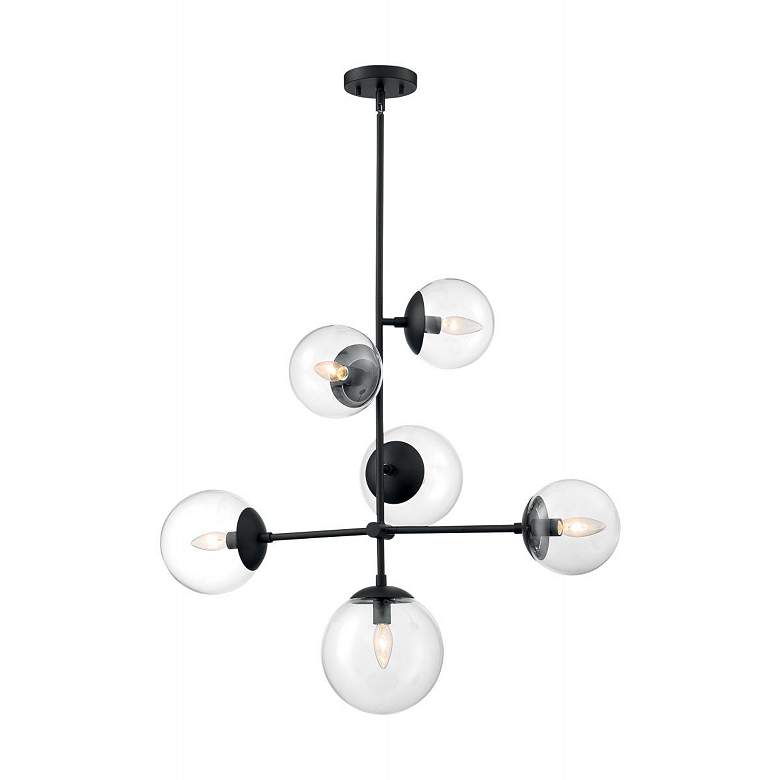 Image 3 Sky 31" Wide Matte Black 6-Light Chandelier more views