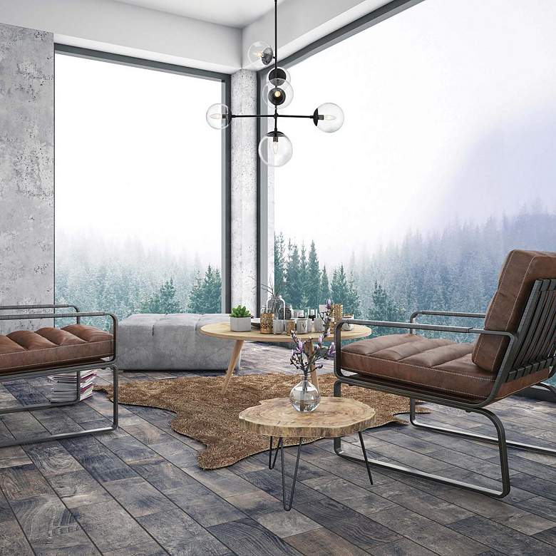Image 4 Sky 31" Wide Matte Black 6-Light Chandelier more views