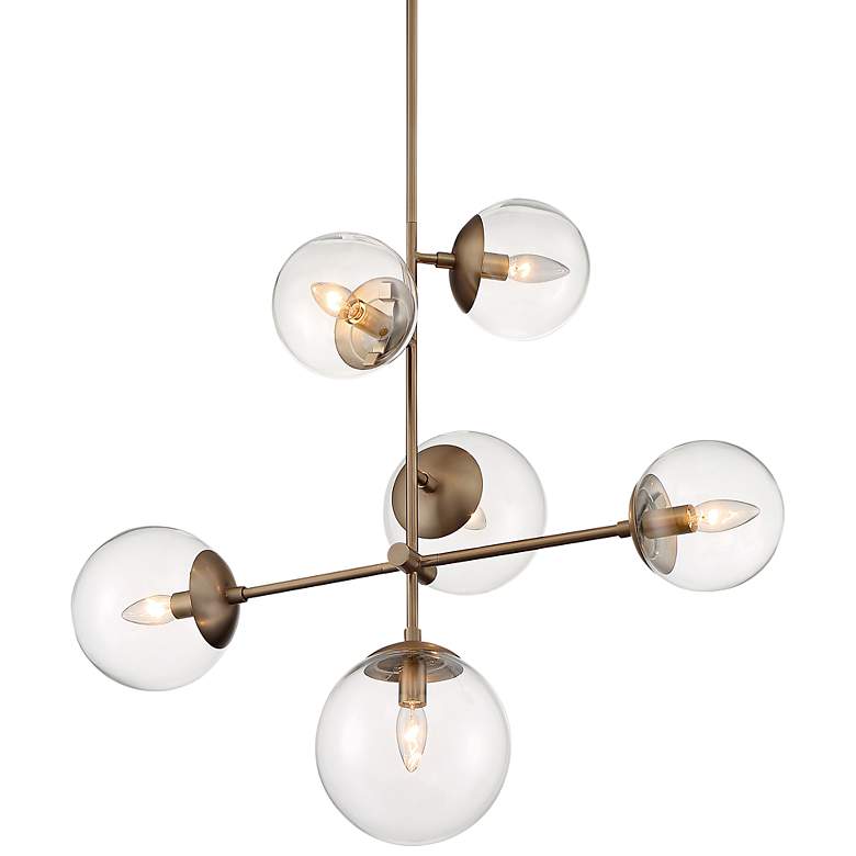 Image 1 Sky; 6 Light; Pendant Fixture; Burnished Brass Finish; Clear Glass