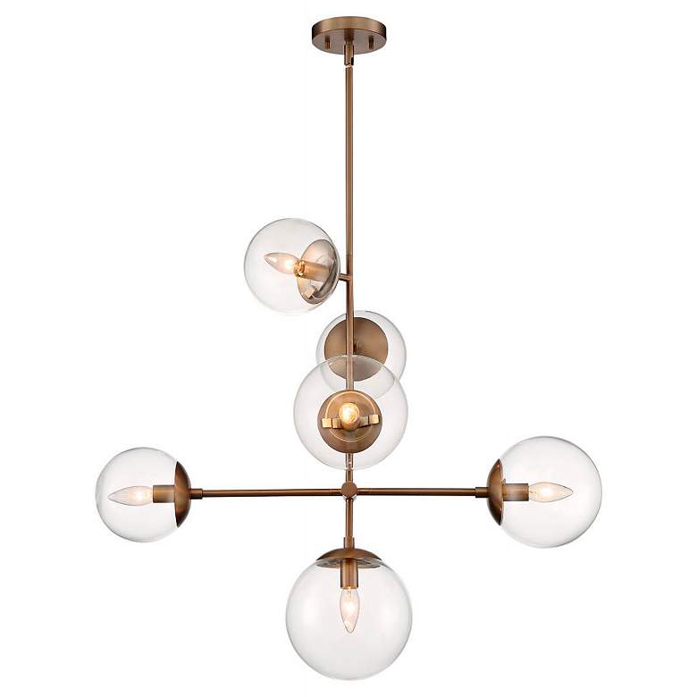 Image 5 Sky; 6 Light; Pendant Fixture; Burnished Brass Finish; Clear Glass more views