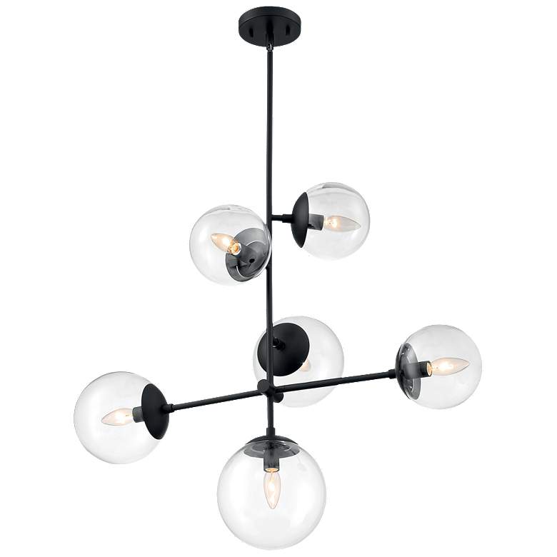 Image 1 Sky; 6 Light; Pendant Fixture; Matte Black Finish; Clear Glass