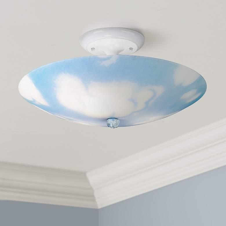 Image 1 Sky and Clouds 17 inch Wide Ceiling Light Fixture