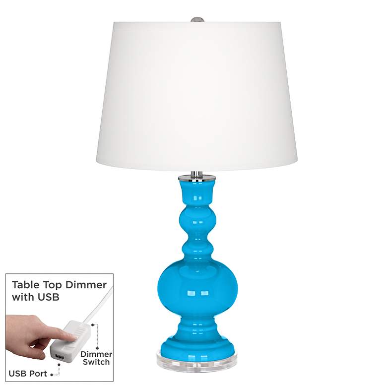 Image 1 Sky Blue Apothecary Table Lamp with Dimmer