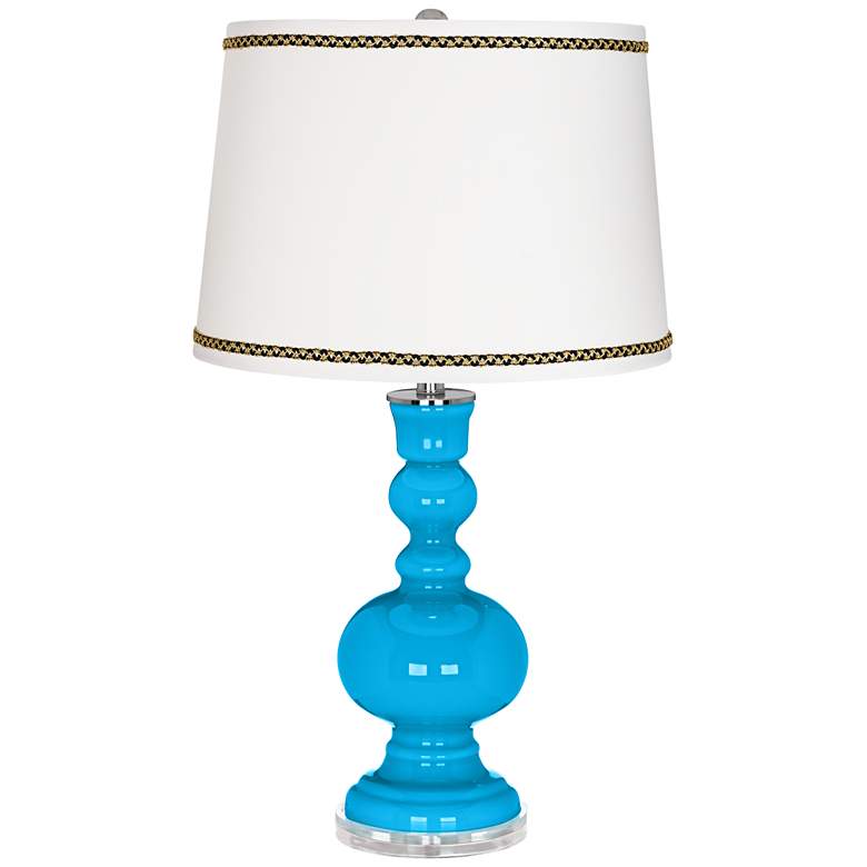Image 1 Sky Blue Apothecary Table Lamp with Ric-Rac Trim