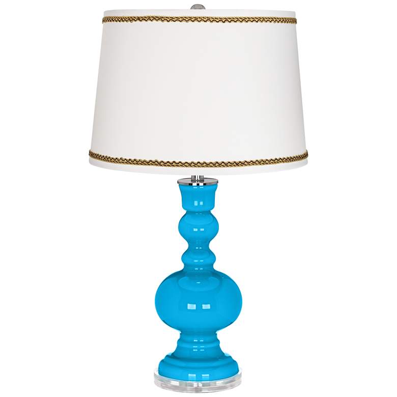 Image 1 Sky Blue Apothecary Table Lamp with Twist Scroll Trim