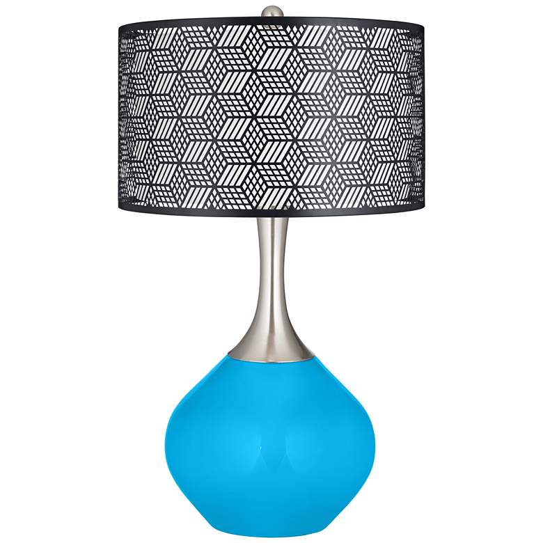 Image 1 Sky Blue Black Metal Shade Spencer Table Lamp