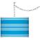 Sky Blue Bold Stripe Giclee Glow Plug-In Swag Pendant