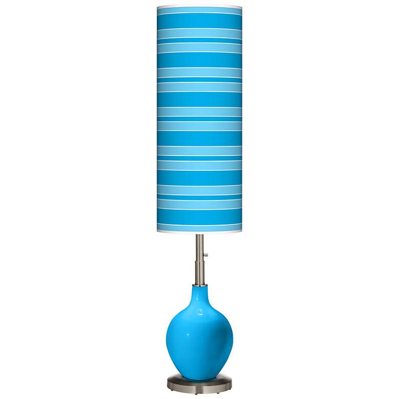 Image 1 Sky Blue Bold Stripe Ovo Floor Lamp