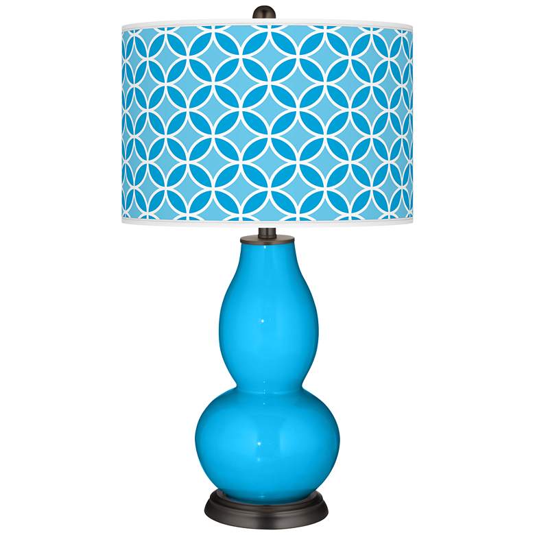 Image 1 Sky Blue Circle Rings Double Gourd Table Lamp
