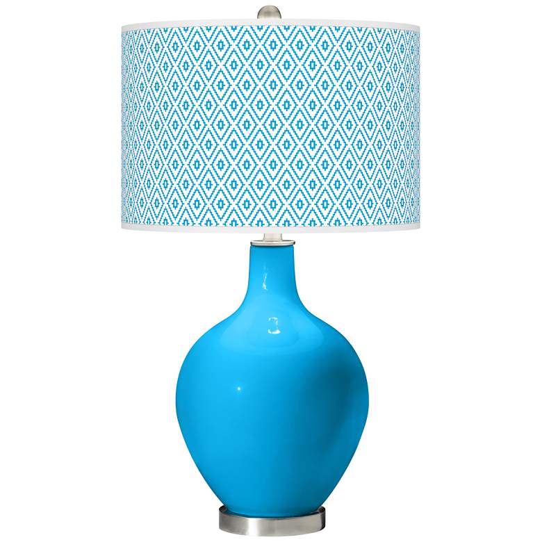 Image 1 Sky Blue Diamonds Ovo Table Lamp