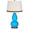 Sky Blue Double Gourd Table Lamp with Wave Braid Trim