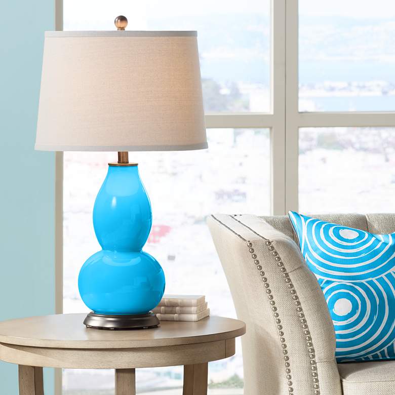 Image 1 Sky Blue Double Gourd Table Lamp