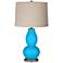 Sky Blue Linen Drum Shade Double Gourd Table Lamp