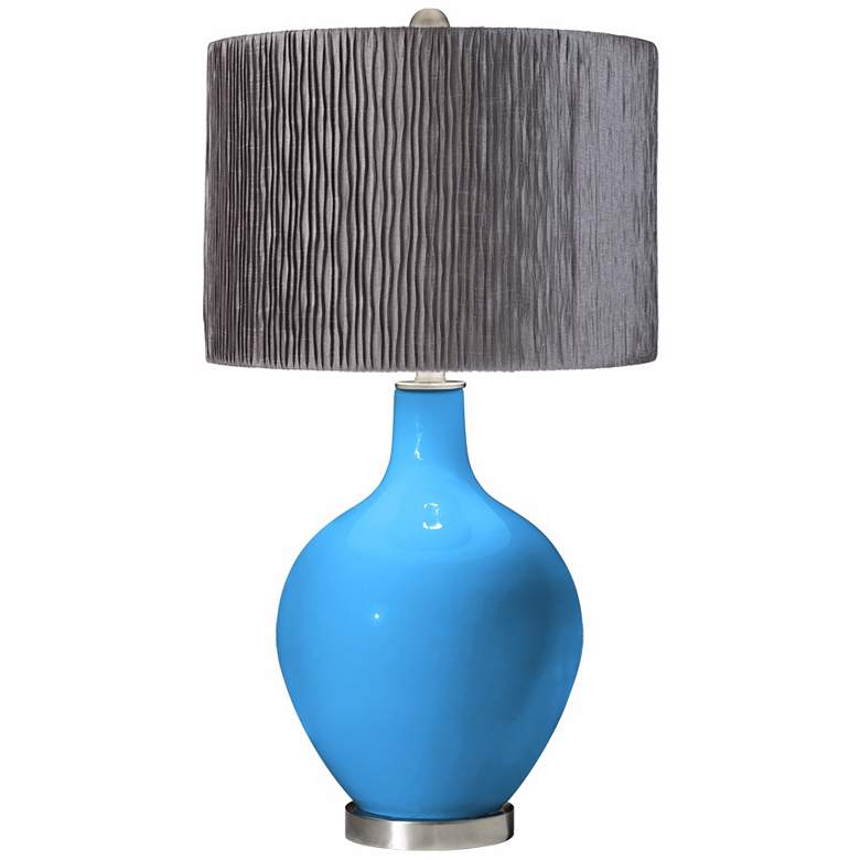Image 1 Sky Blue Morell Silver Pleat Shade Ovo Table Lamp