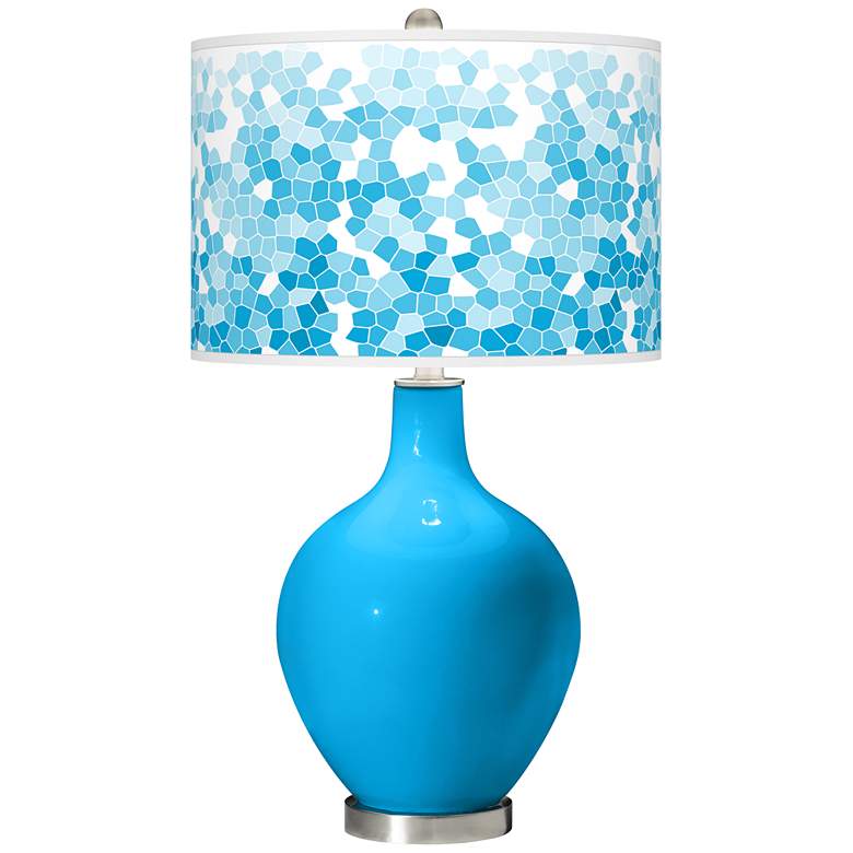 Image 1 Sky Blue Mosaic Giclee Ovo Table Lamp