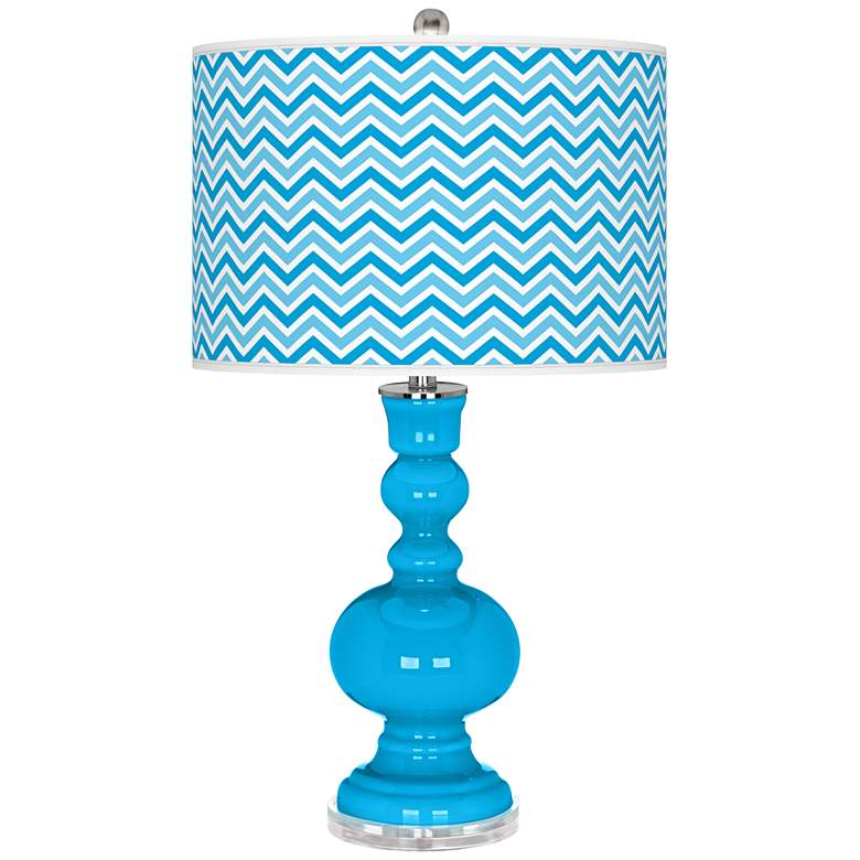 Image 1 Sky Blue Narrow Zig Zag Apothecary Table Lamp