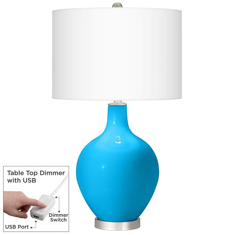 Image 1 Sky Blue Ovo Table Lamp With Dimmer