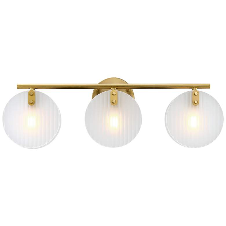 Image 1 Sky Fall 25 in. 3-Light Brushed Gold Vanity Light with Etched Fluted Glass