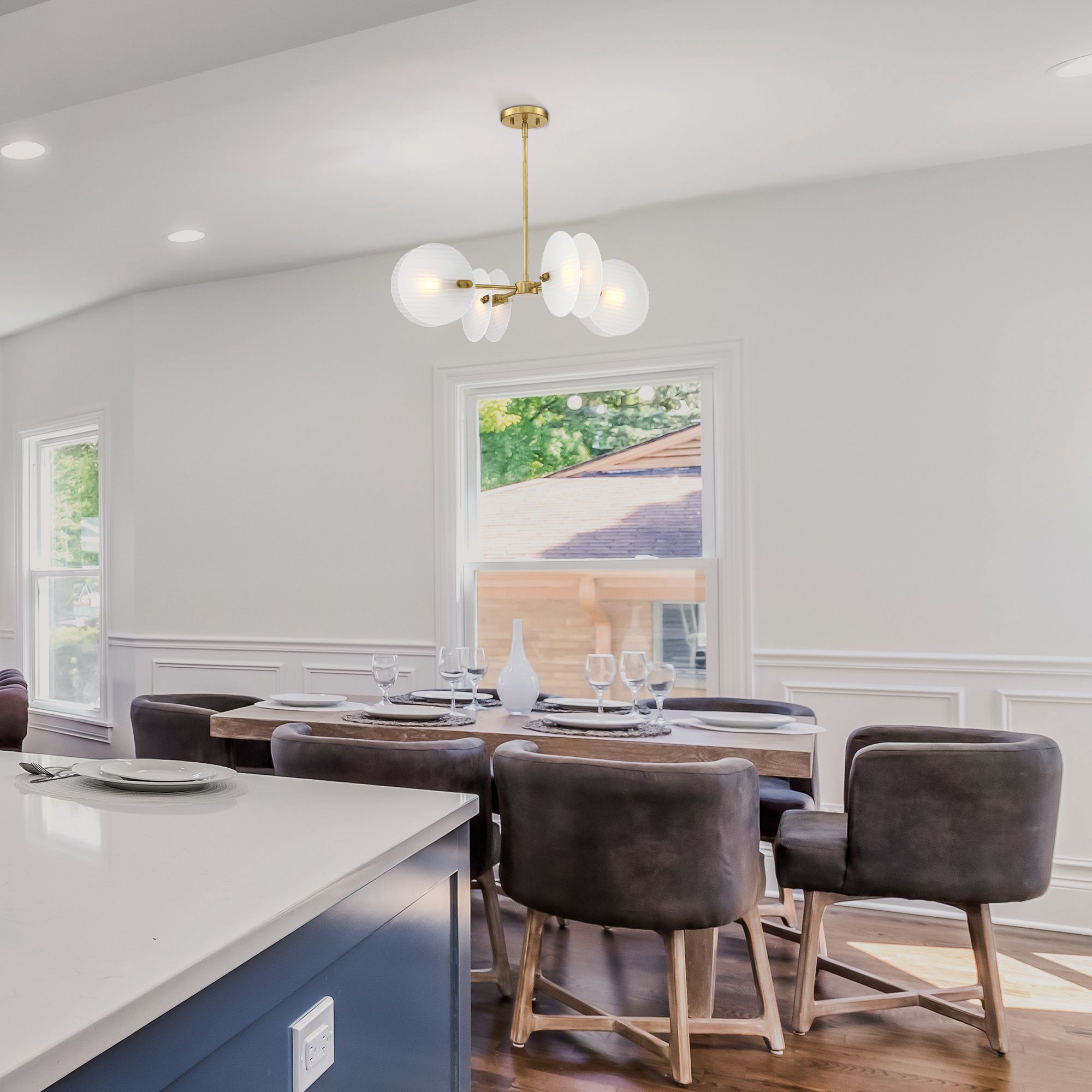 Sky Fall 4-Light Brushed Gold Contemporary Geometric Chandelier