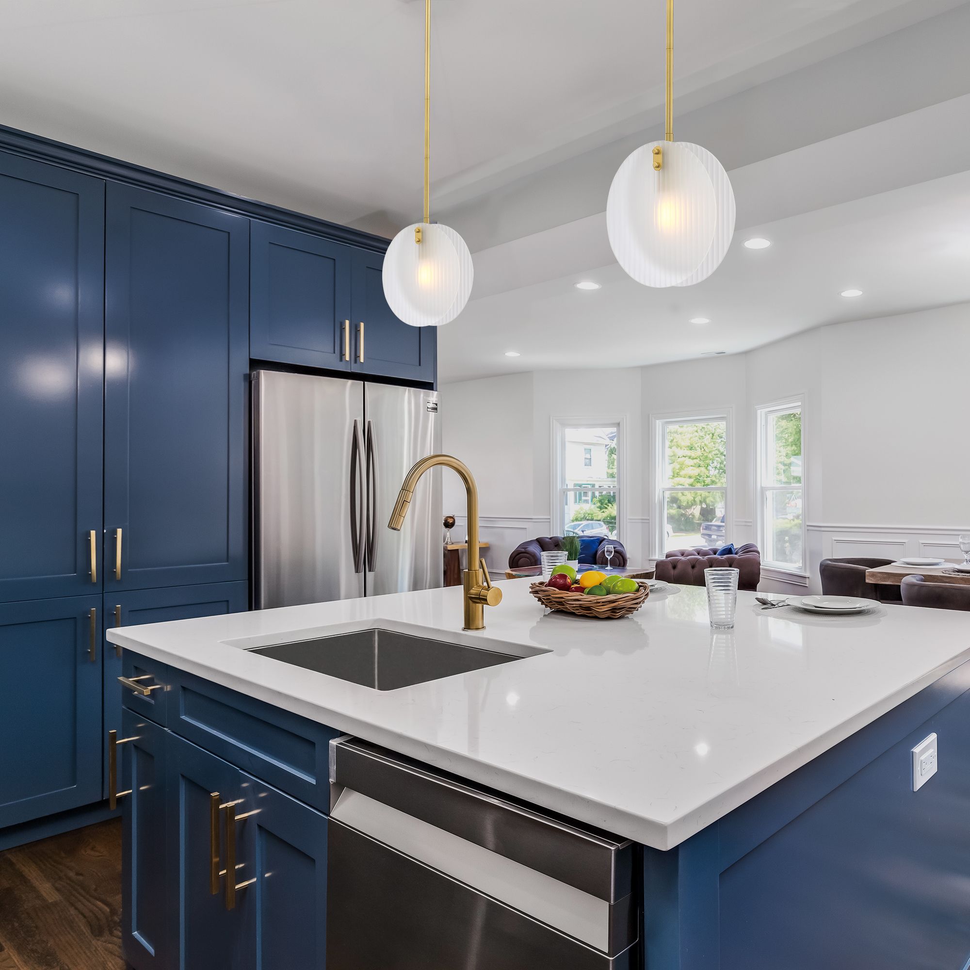 Sky Fall 60 Watt 1-Light Brushed Gold Contemporary Pendant Light