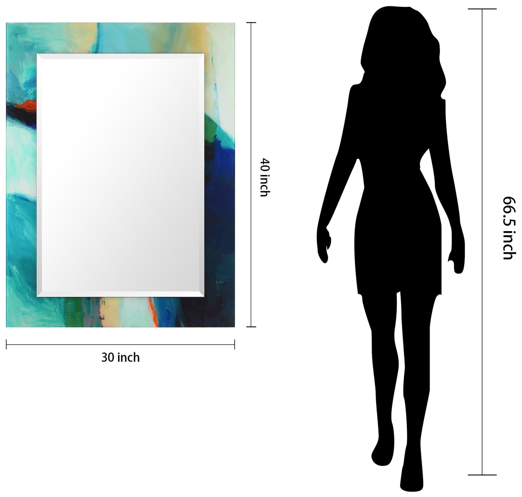 Sky Rectangular Beveled Mirror on Printed Tempered Art Glass, 40"x30&q