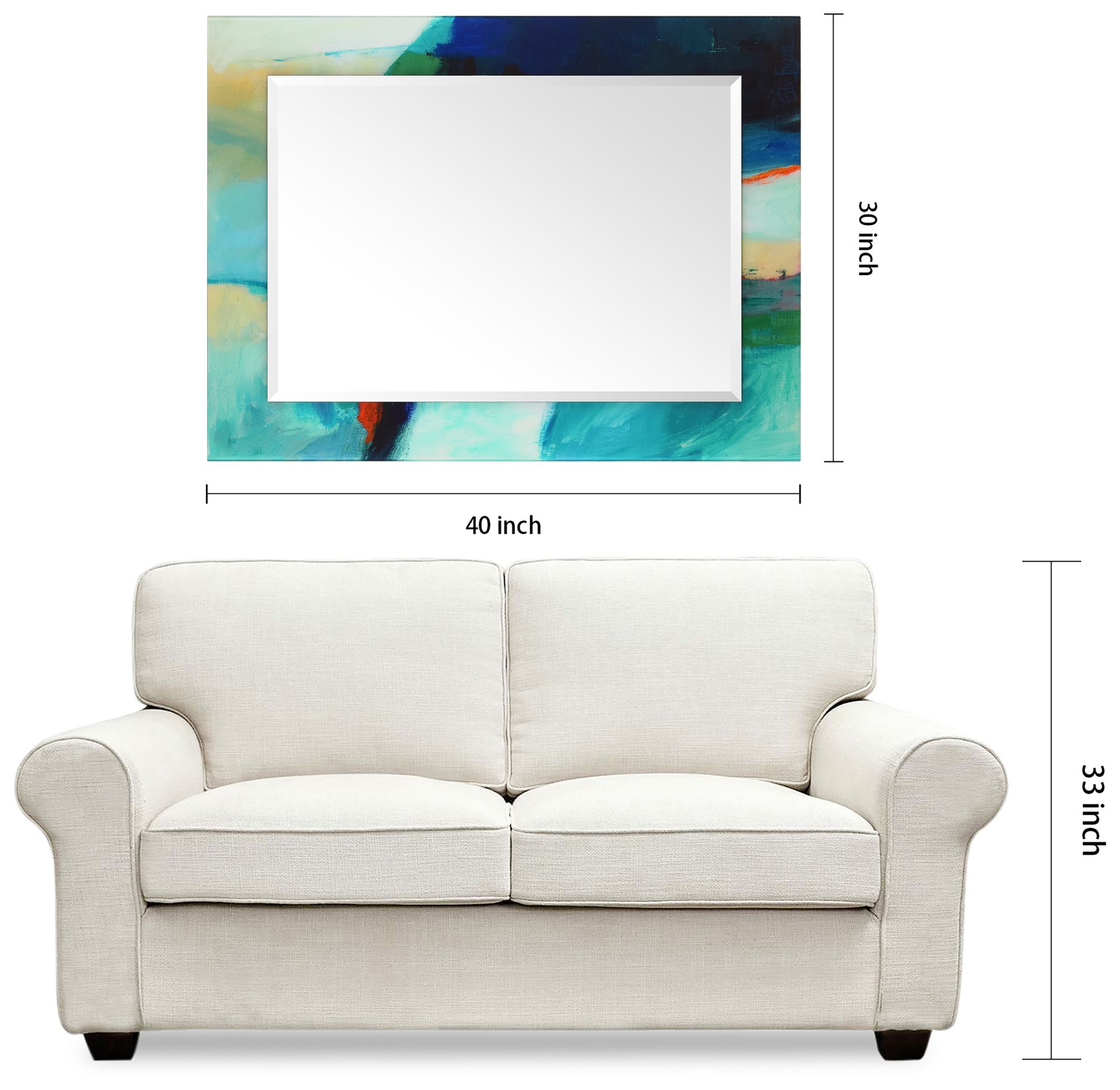 Sky Rectangular Beveled Mirror on Printed Tempered Art Glass, 40"x30&q