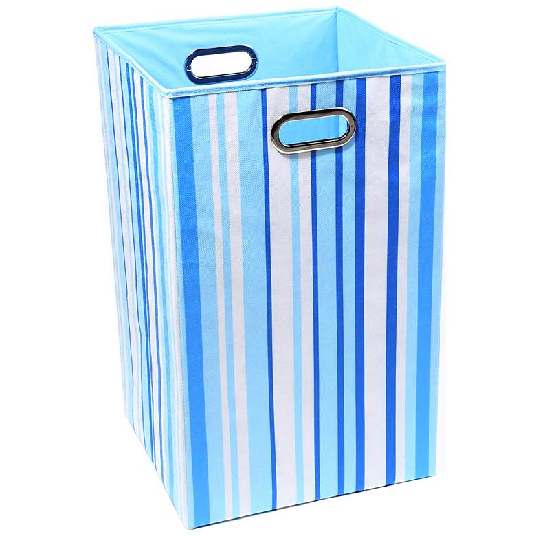 Image 1 Sky Stripes Canvas Folding Laundry Basket