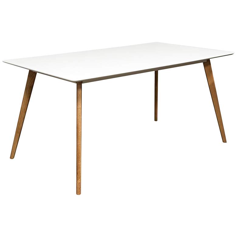 Image 1 Sky White Top and Oak Rectangular Dining Table