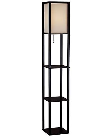 Skybox Black Walnut  With Shelves Floor Lamp