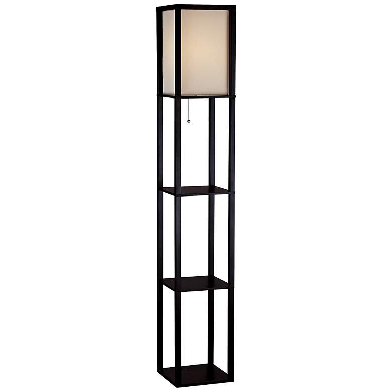 Image 1 Skybox Black Walnut With Shelves Floor Lamp
