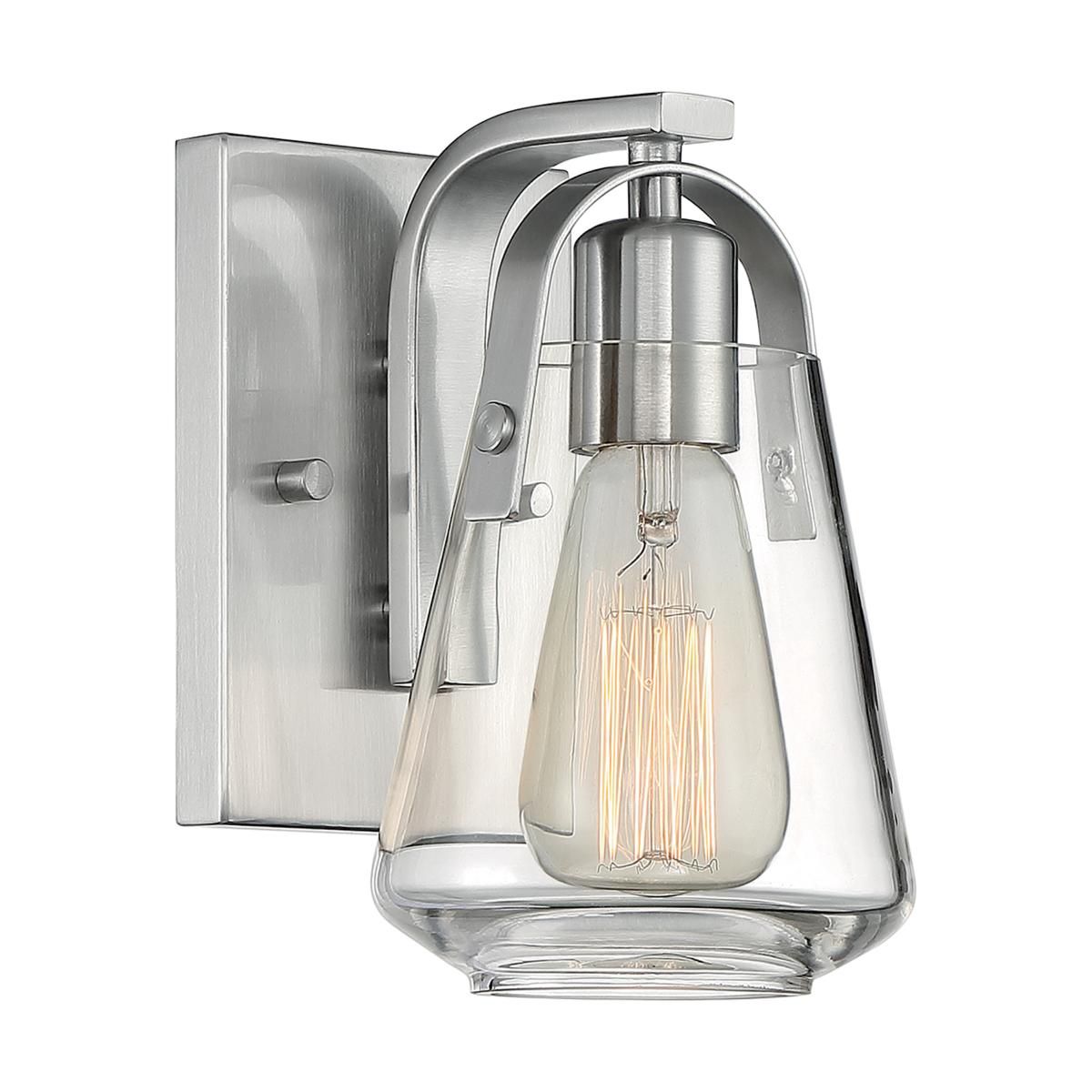Image 4 Skybridge; 1 Light; Vanity Fixture; Brushed Nickel Finish with Clear Glass more views