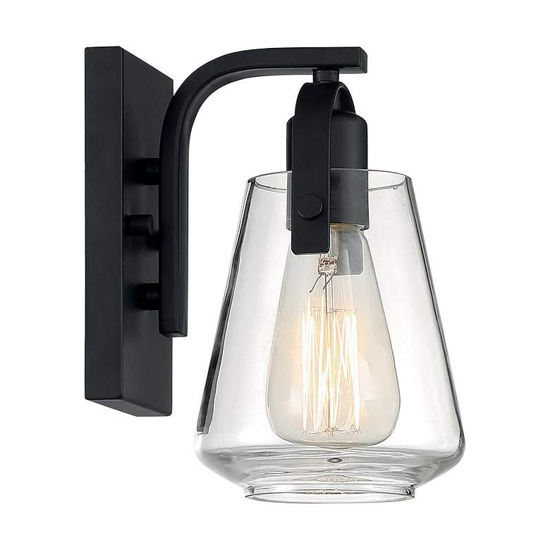 Image 2 Skybridge; 1 Light; Vanity Fixture; Matte Black Finish with Clear Glass more views
