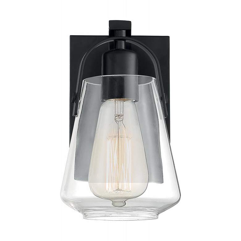 Image 3 Skybridge; 1 Light; Vanity Fixture; Matte Black Finish with Clear Glass more views