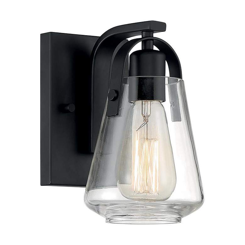 Image 4 Skybridge; 1 Light; Vanity Fixture; Matte Black Finish with Clear Glass more views
